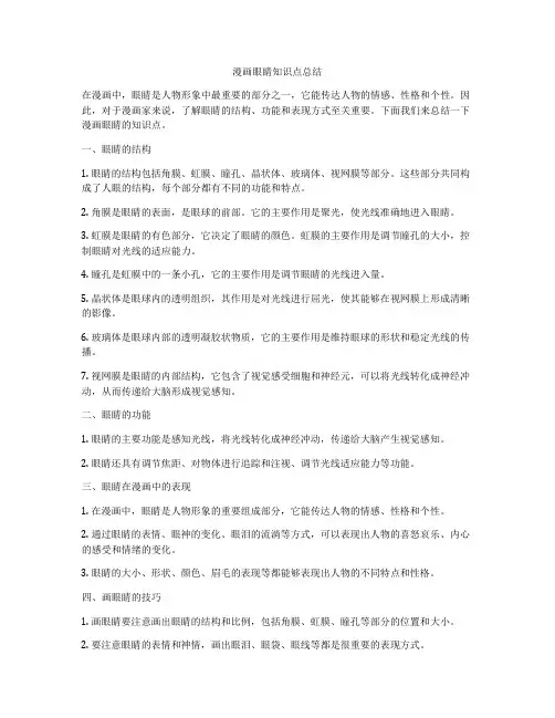 漫画眼睛知识点总结