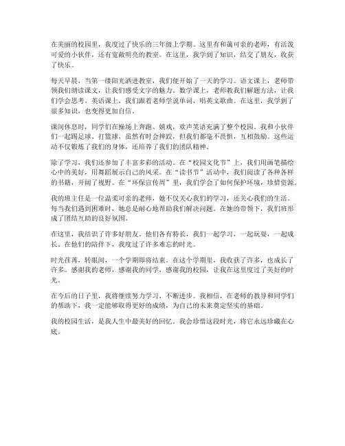期末试卷作文三年级上册语文
