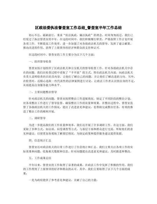 区政法委执法督查室工作总结_督查室半年工作总结