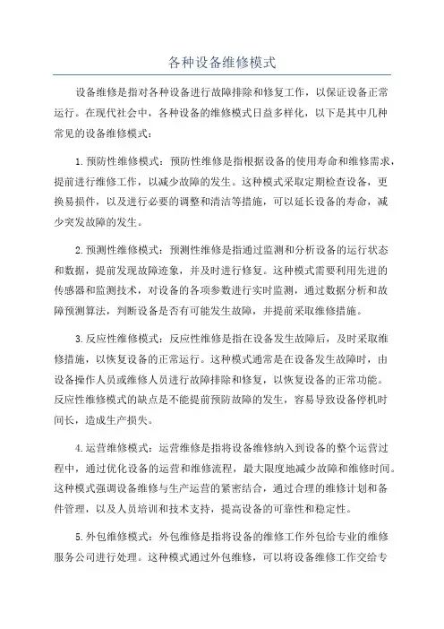 各种设备维修模式