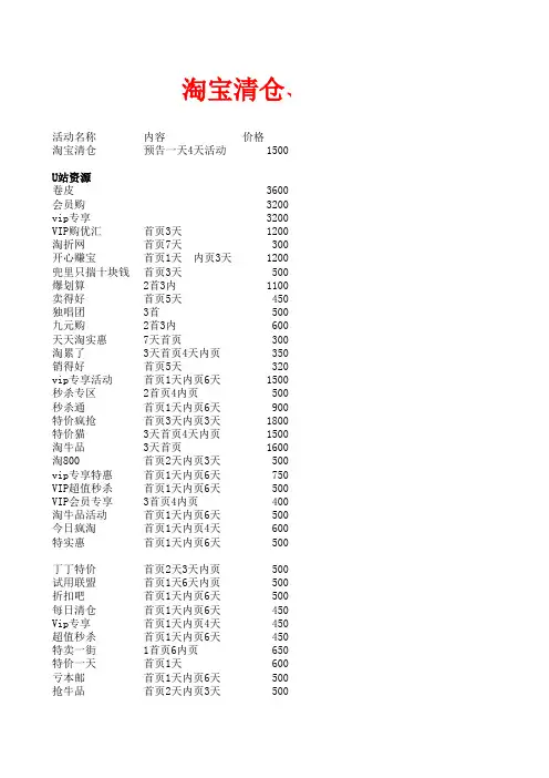 U站、淘清仓淘宝活动资源