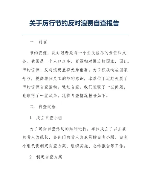 关于厉行节约反对浪费自查报告