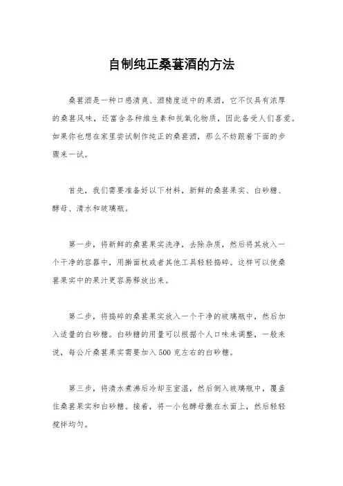 自制纯正桑葚酒的方法