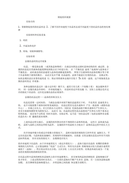 铸锭组织观察