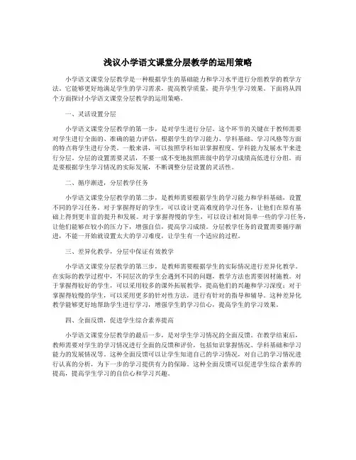 浅议小学语文课堂分层教学的运用策略