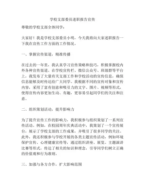 学校支部委员述职报告宣传