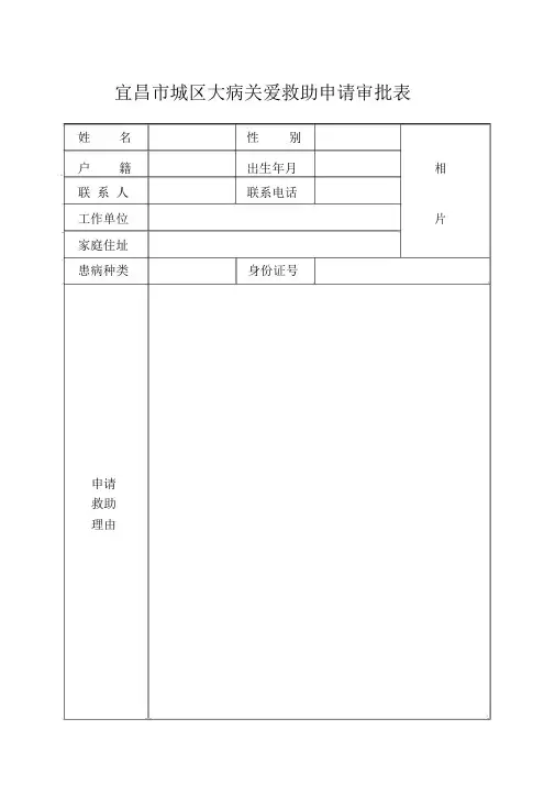 大病关爱救助申请审批表