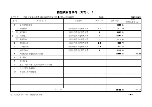 分部分项清单定额人工费