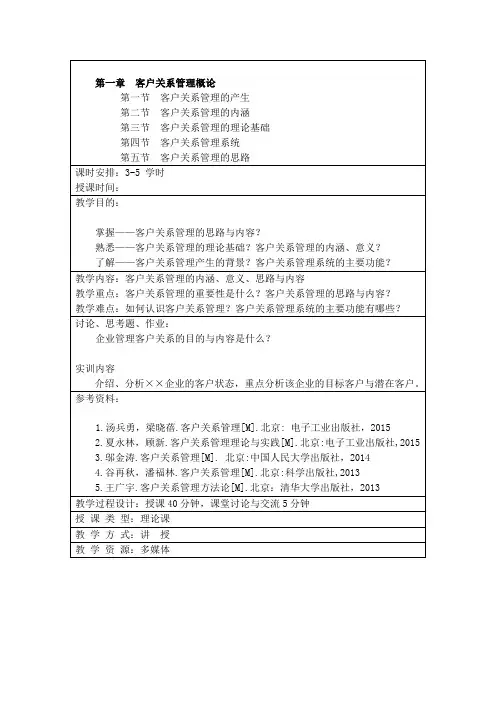 电商客户关系管理教案