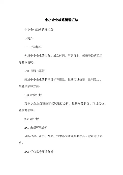 中小企业战略管理汇总
