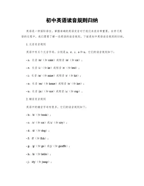 初中英语读音规则归纳