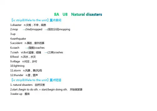 Unit8Naturaldisasters各部分单词短语句型讲义2023-2024学年牛津译林版八年