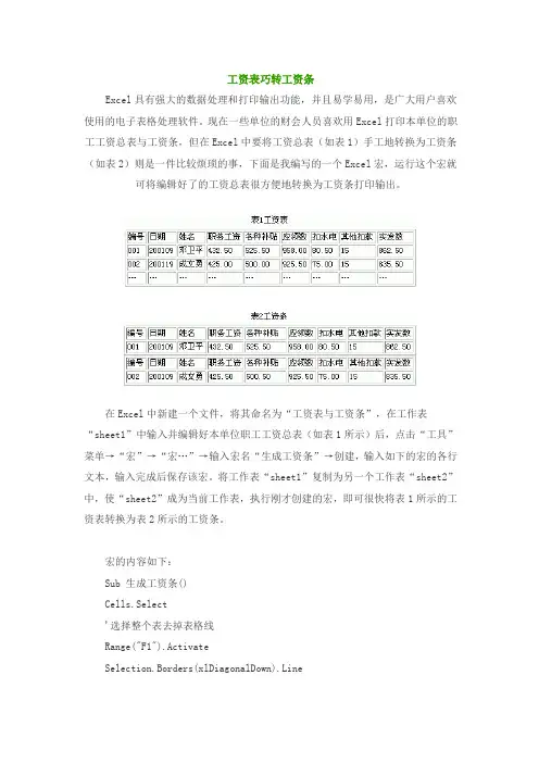 工资表巧转工资条