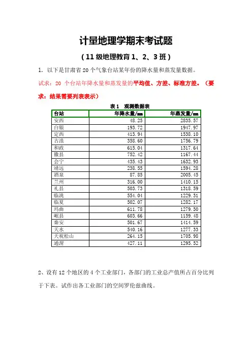 计量地理学 期末作业2013.6