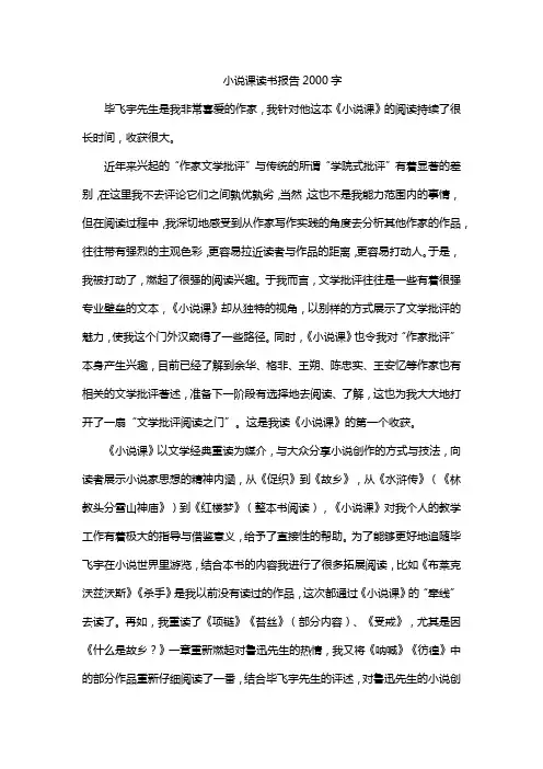 小说课读书报告2000字