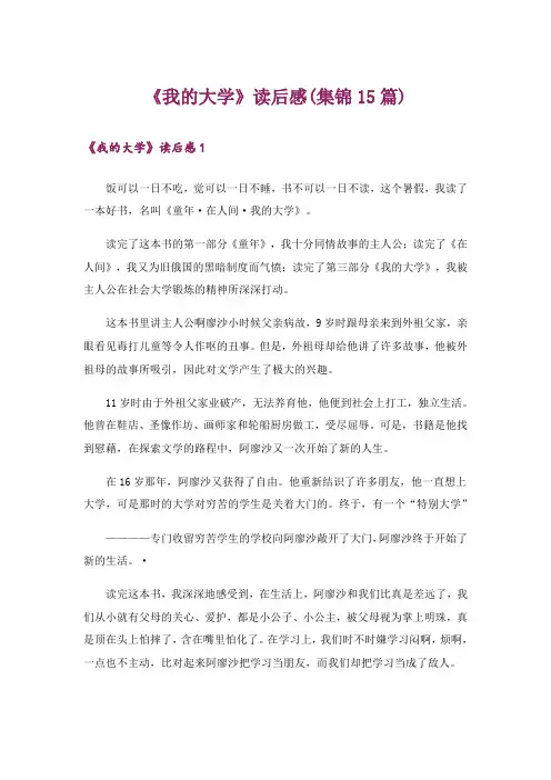 《我的大学》读后感(集锦15篇)