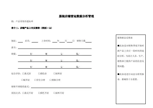 服装店铺营运数据分析管理