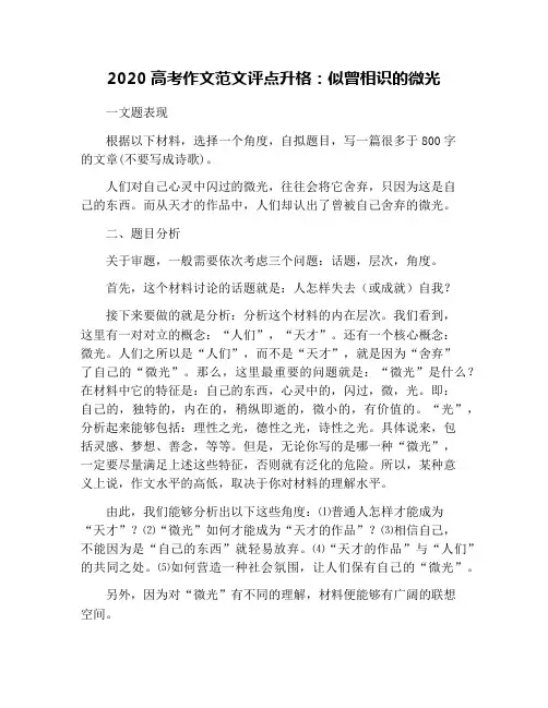 2020高考作文范文评点升格：似曾相识的微光
