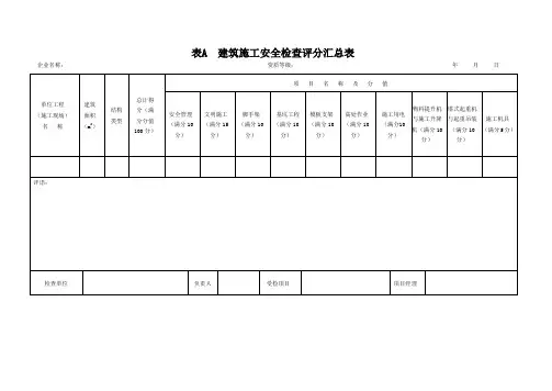 (完整word版)JGJ59-2011建筑施工安全检查标准评分表(全套)
