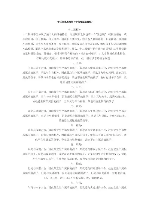 十二生肖属相冲