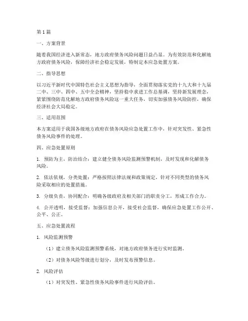 债务化解应急处置方案(3篇)