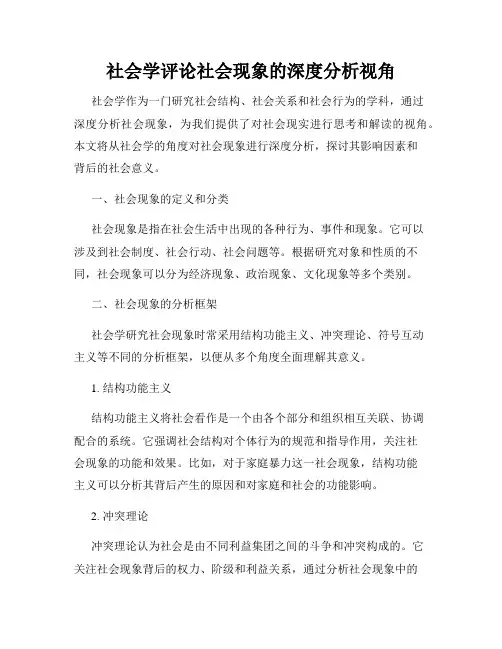 社会学评论社会现象的深度分析视角