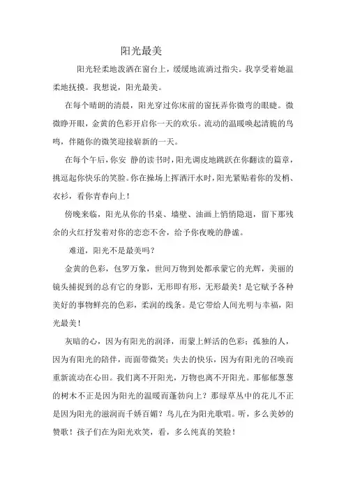 学生佳作《阳光最美》