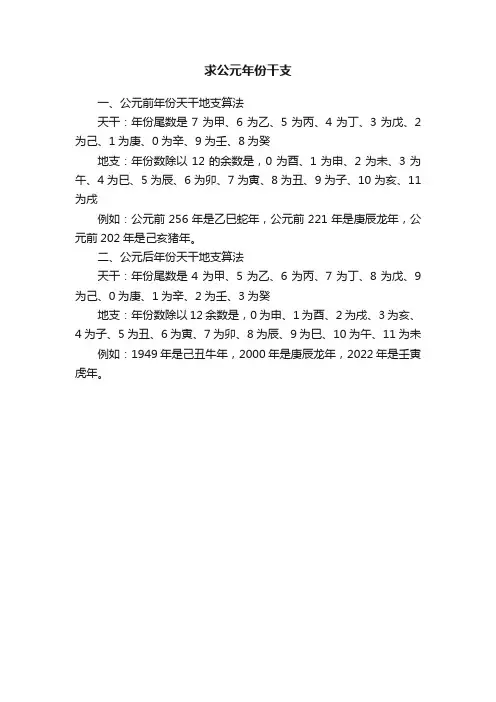 求公元年份干支