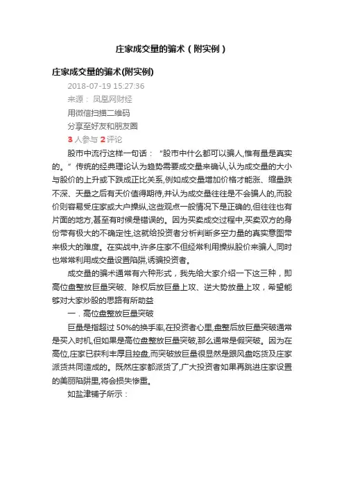 庄家成交量的骗术（附实例）