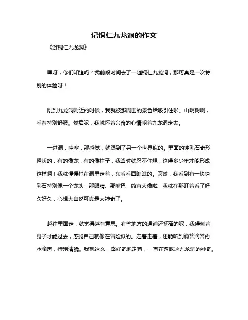 记铜仁九龙洞的作文