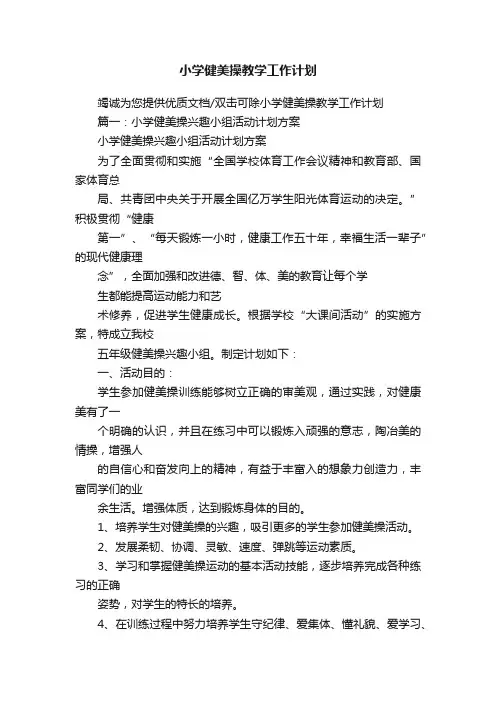 小学健美操教学工作计划