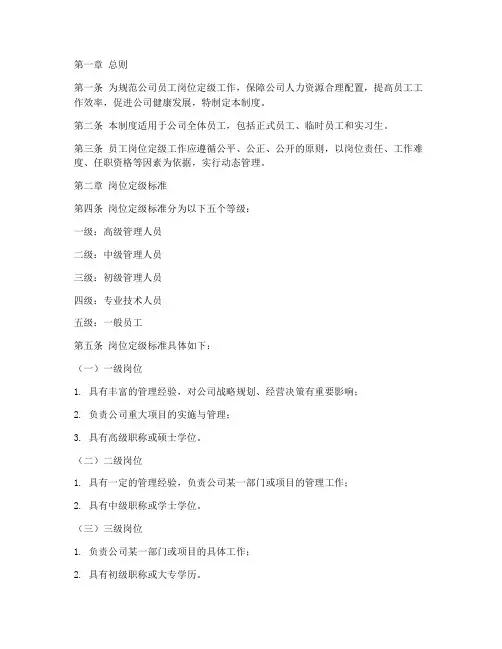 员工岗位定级管理制度