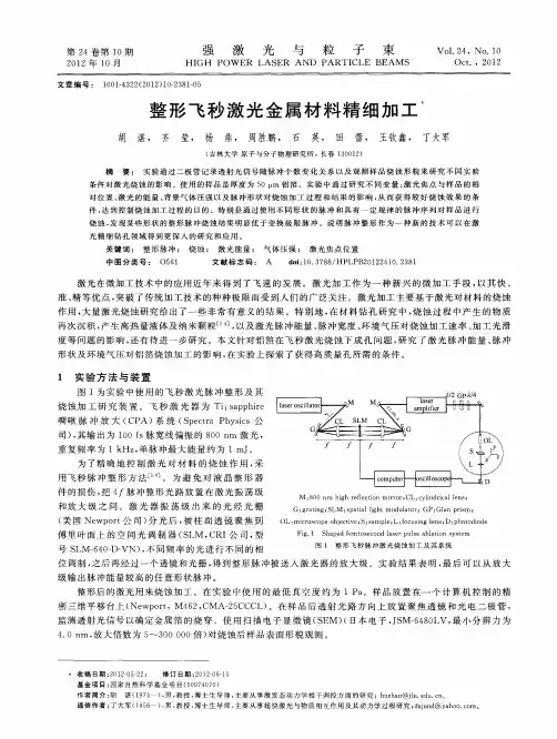 整形飞秒激光金属材料精细加工