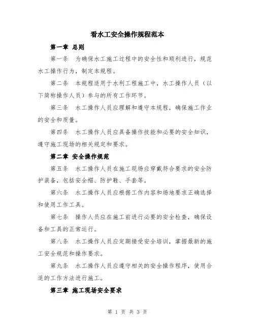 看水工安全操作规程范本