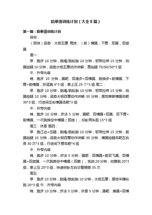 跆拳道训练计划（大全5篇）