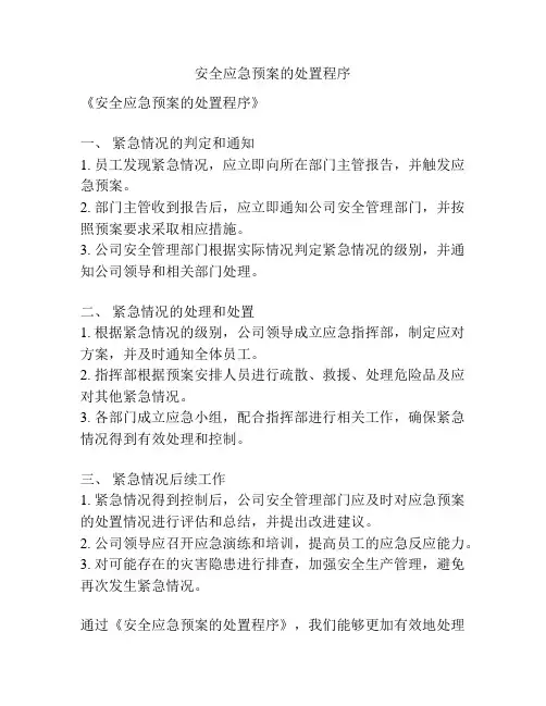 安全应急预案的处置程序
