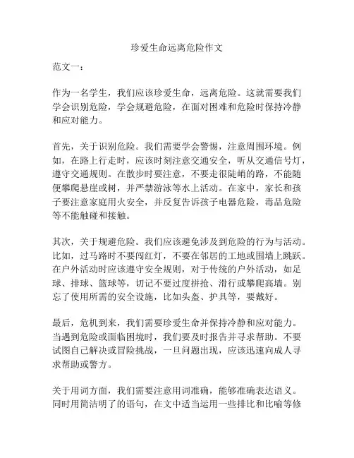 珍爱生命远离危险作文