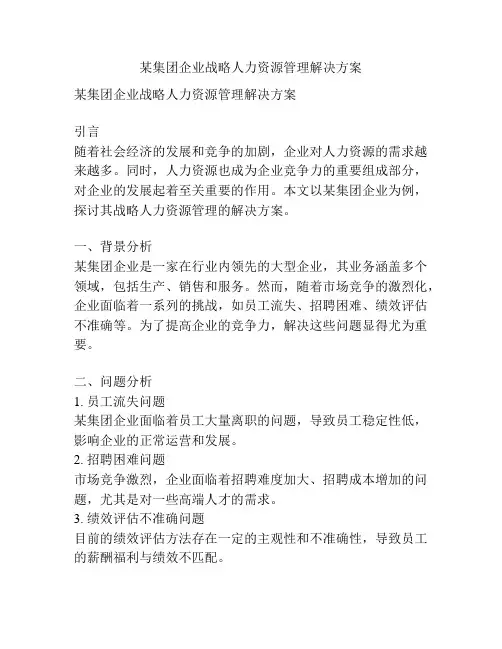 某集团企业战略人力资源管理解决方案