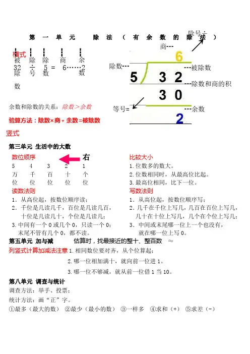 北师大版小学数学二年级下册复习 知识点整合 
