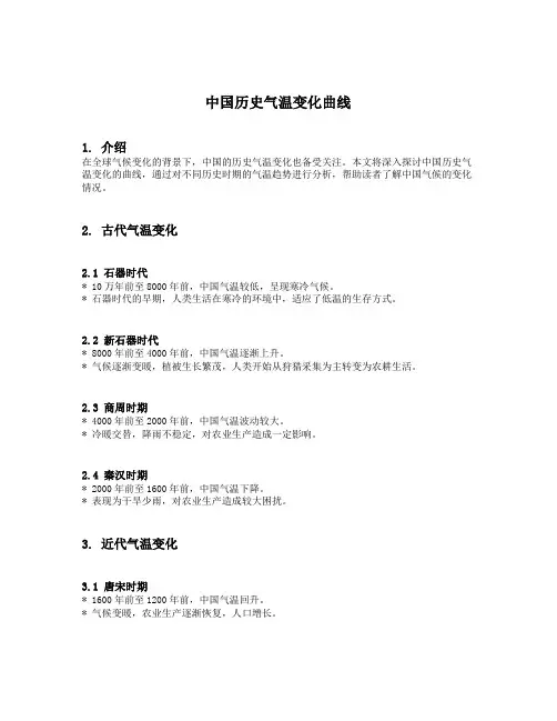 中国历史气温变化曲线