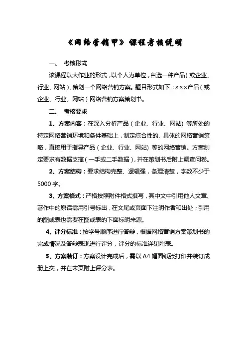网络营销 考核要求