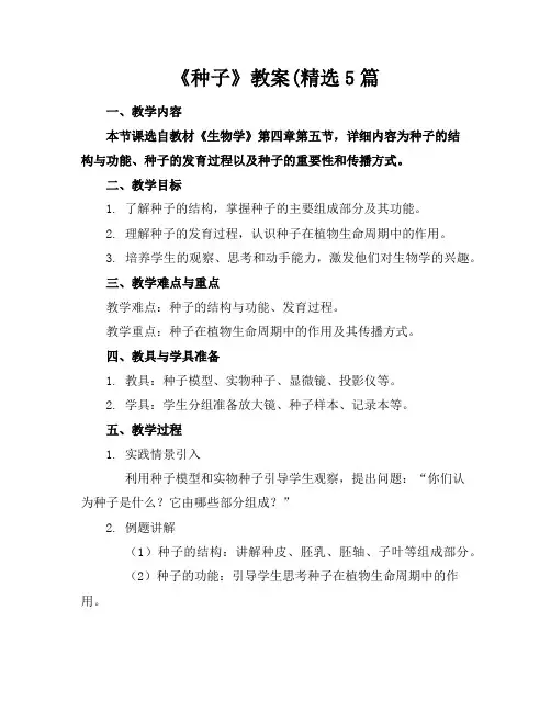 《种子》教案(精选5篇