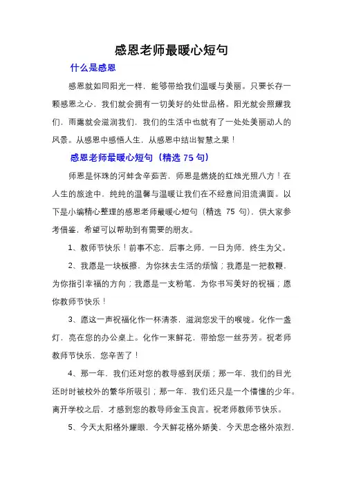 感恩老师最暖心短句