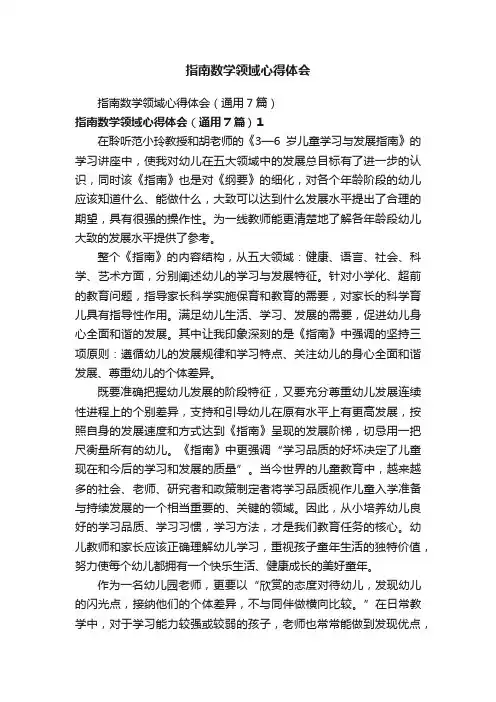 指南数学领域心得体会
