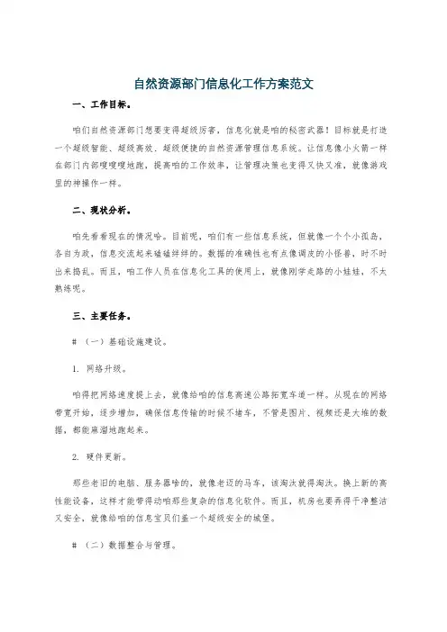 自然资源部门信息化工作方案范文