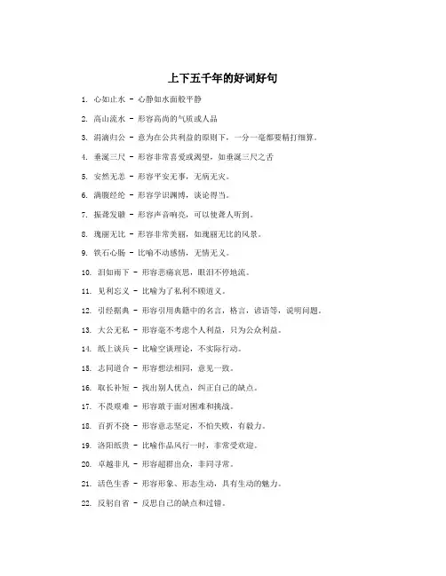 上下五千年的好词好句
