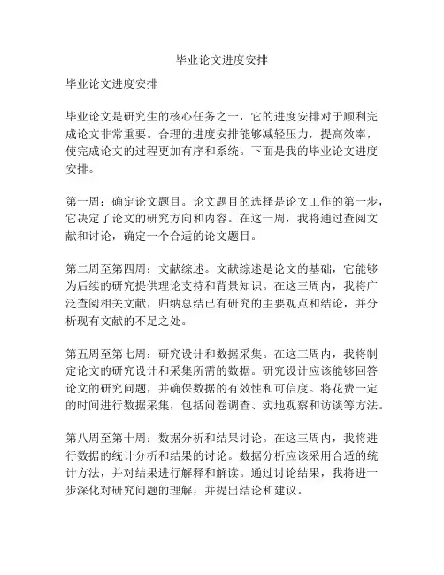 毕业论文进度安排