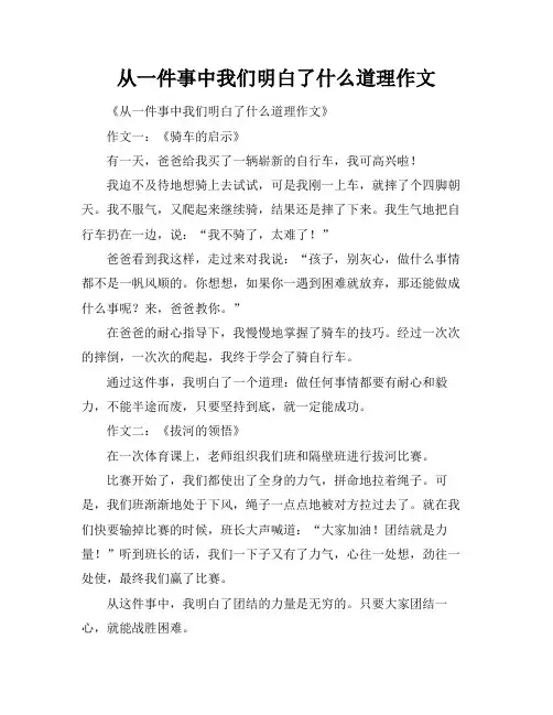 从一件事中我们明白了什么道理作文