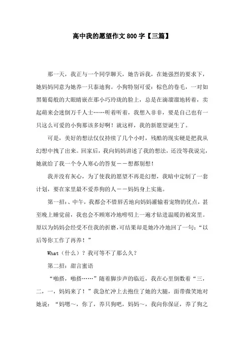 高中我的愿望作文800字【三篇】