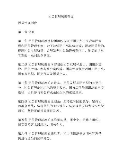 团员管理制度范文